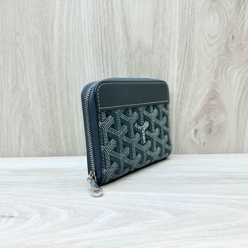 Goyard 灰色帆布拚小牛皮ㄇ拉短夾 MATIGNPMLTY51CL51P-3