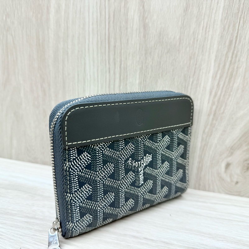 Goyard 灰色帆布拚小牛皮ㄇ拉短夾 MATIGNPMLTY51CL51P-4