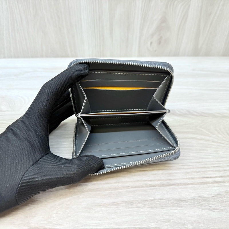 Goyard 灰色帆布拚小牛皮ㄇ拉短夾 MATIGNPMLTY51CL51P-8