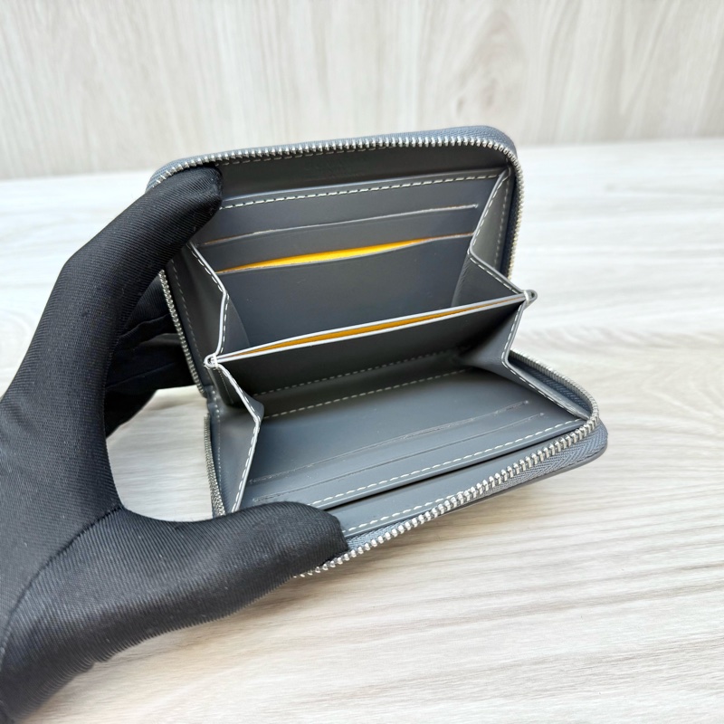 Goyard 灰色帆布拚小牛皮ㄇ拉短夾 MATIGNPMLTY51CL51P-9