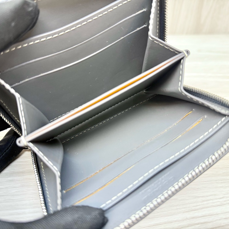 Goyard 灰色帆布拚小牛皮ㄇ拉短夾 MATIGNPMLTY51CL51P-12