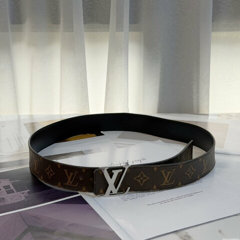 LOUIS VUITTON 銀釦老花腰帶 100