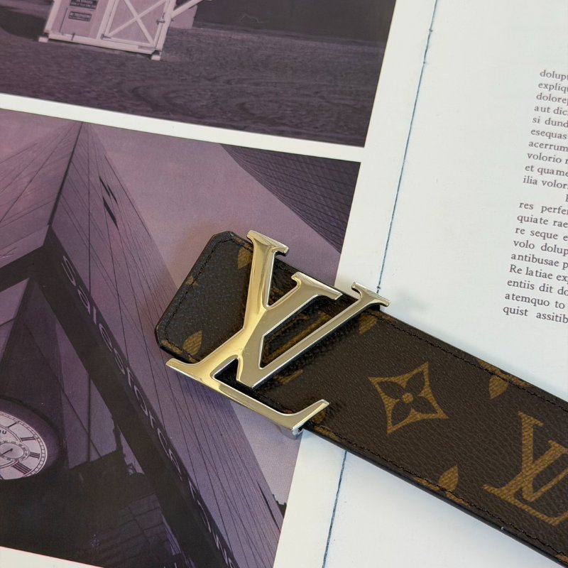 LOUIS VUITTON 銀釦老花腰帶 100-5