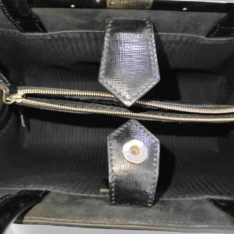 FENDI 2 Jours 小號黑色牛皮單肩包斜挎包手提包 銀色五金 可拆卸肩帶-6