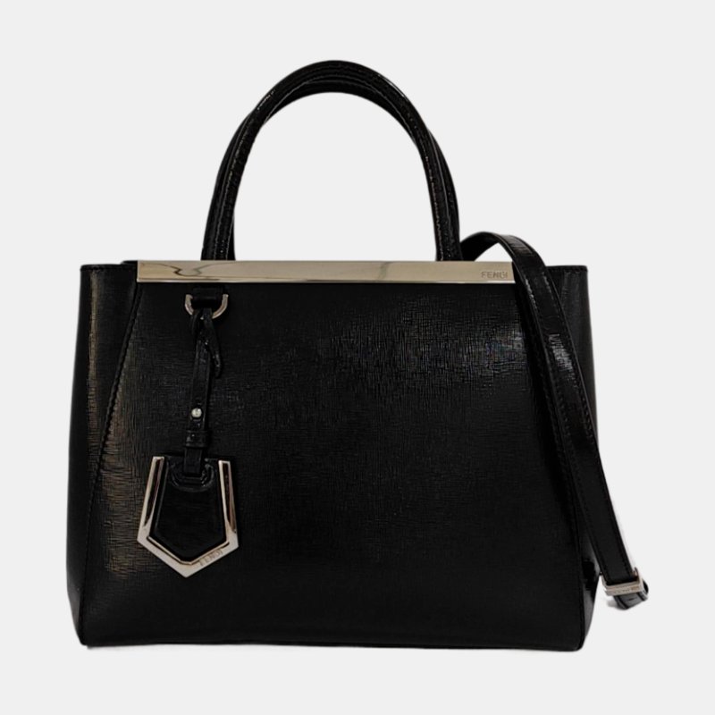 FENDI 2 Jours 小號黑色牛皮單肩包斜挎包手提包 銀色五金 可拆卸肩帶-7