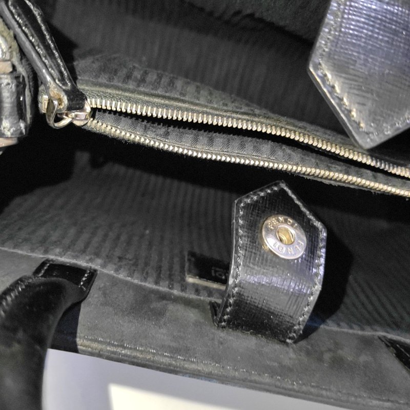 FENDI 2 Jours 小號黑色牛皮單肩包斜挎包手提包 銀色五金 可拆卸肩帶-13