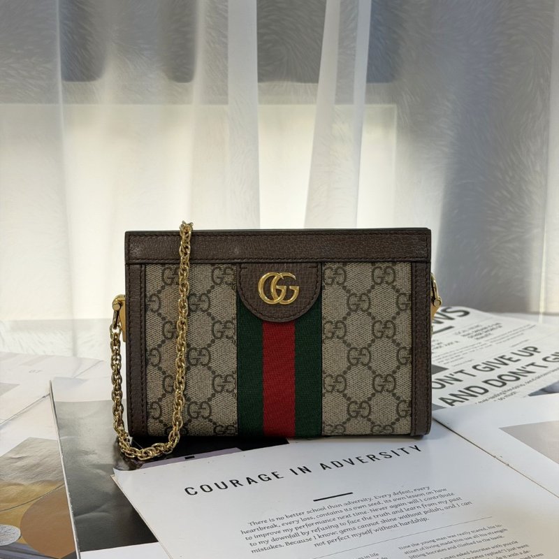GUCCI Ophidia紅綠織帶夾子包- mini烏木色-0