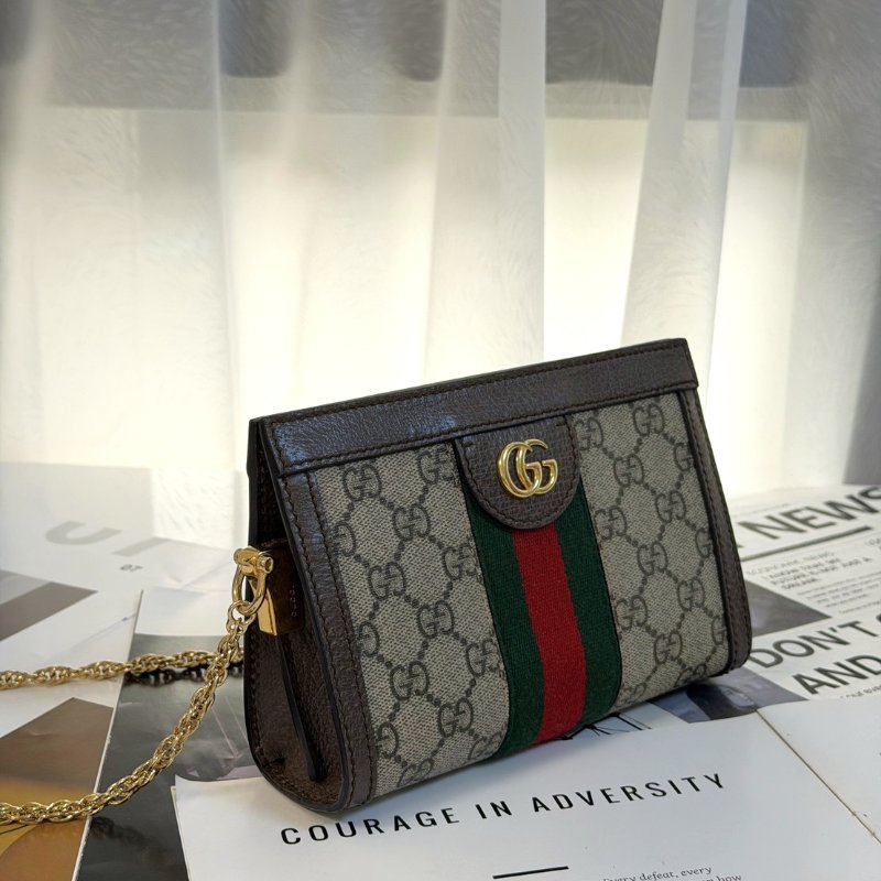 GUCCI Ophidia紅綠織帶夾子包- mini烏木色-2