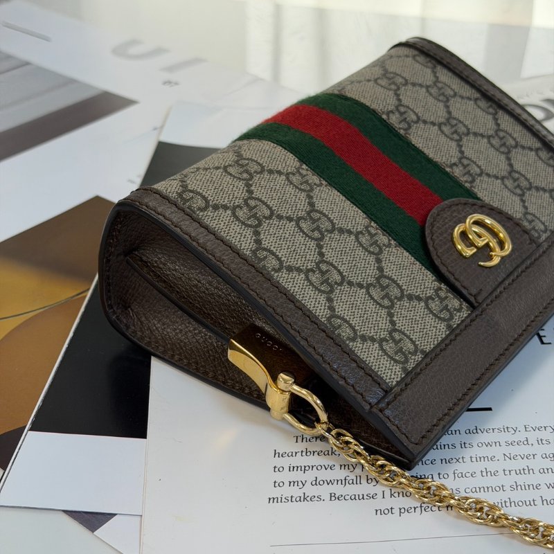 GUCCI Ophidia紅綠織帶夾子包- mini烏木色-3