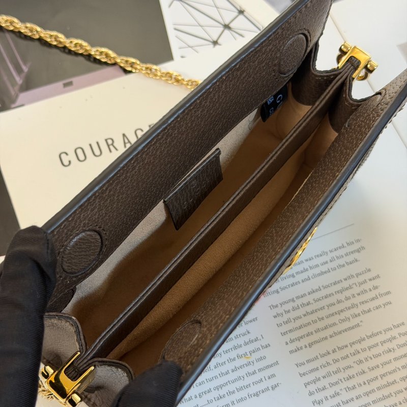 GUCCI Ophidia紅綠織帶夾子包- mini烏木色-4