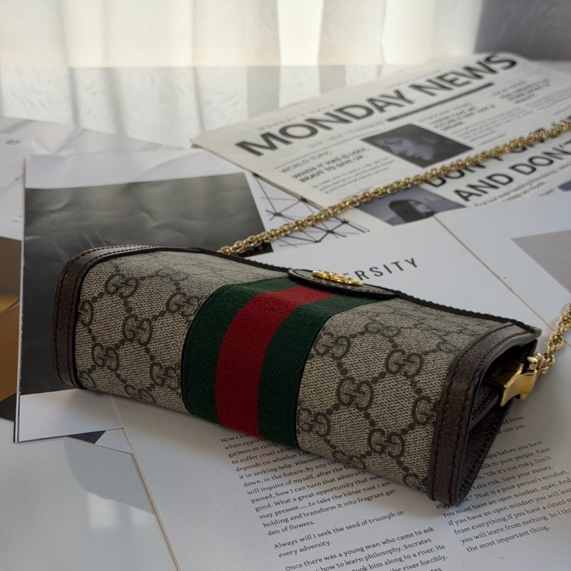 GUCCI Ophidia紅綠織帶夾子包- mini烏木色-5