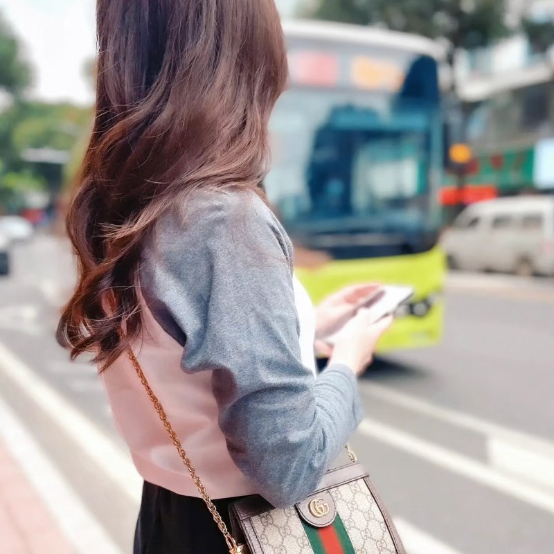 GUCCI Ophidia紅綠織帶夾子包- mini烏木色-7