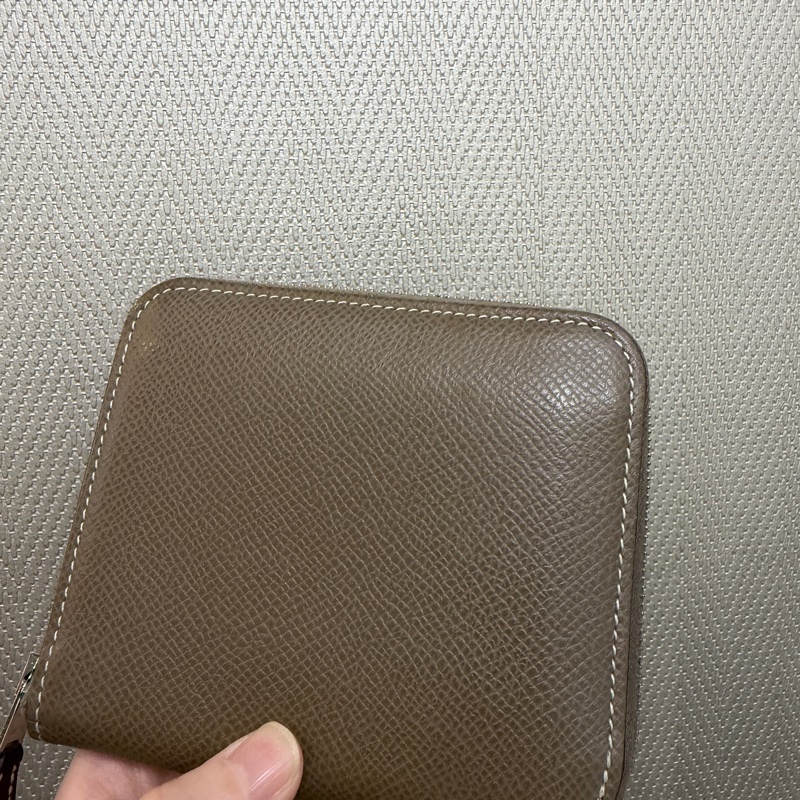 Hermes 大象灰Epsom皮銀釦Silk in拉鏈零錢短夾-1