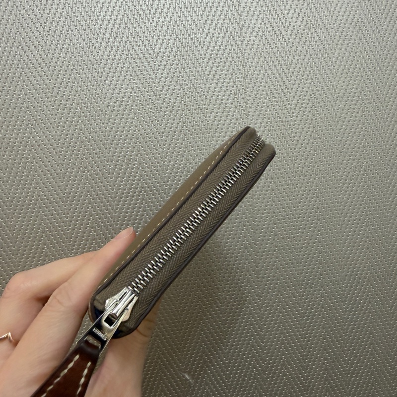 Hermes 大象灰Epsom皮銀釦Silk in拉鏈零錢短夾-3