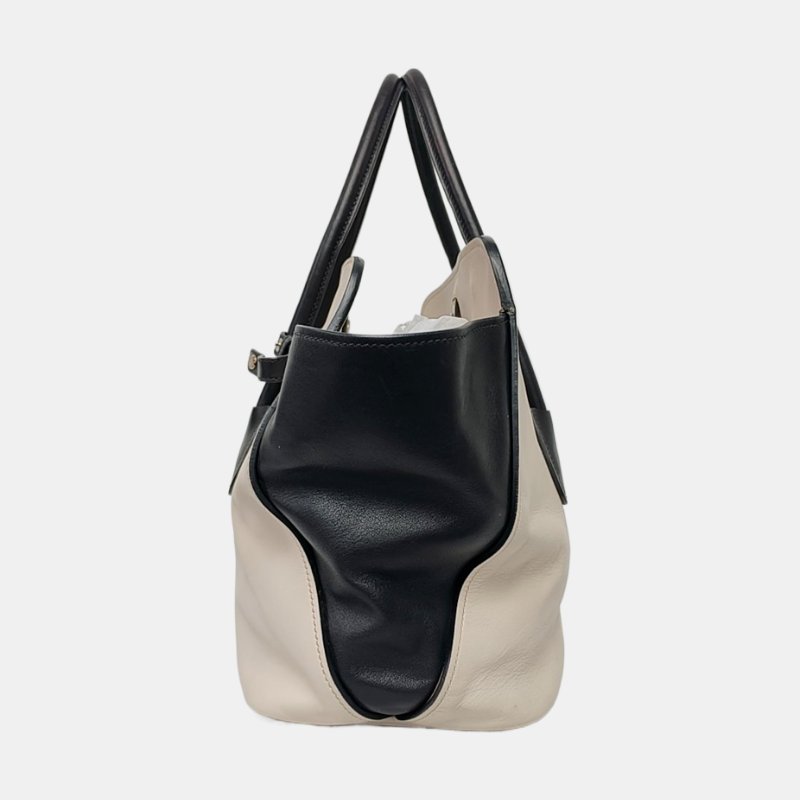 PRADA Canapa 白色牛皮單肩包手提包 銀色五金 可拆卸肩帶-3