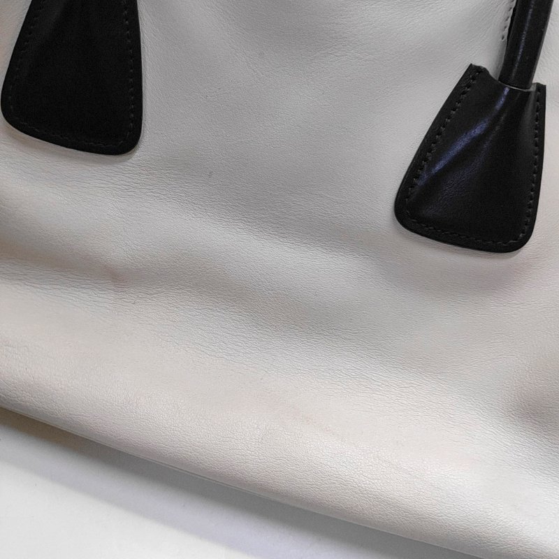 PRADA Canapa 白色牛皮單肩包手提包 銀色五金 可拆卸肩帶-8