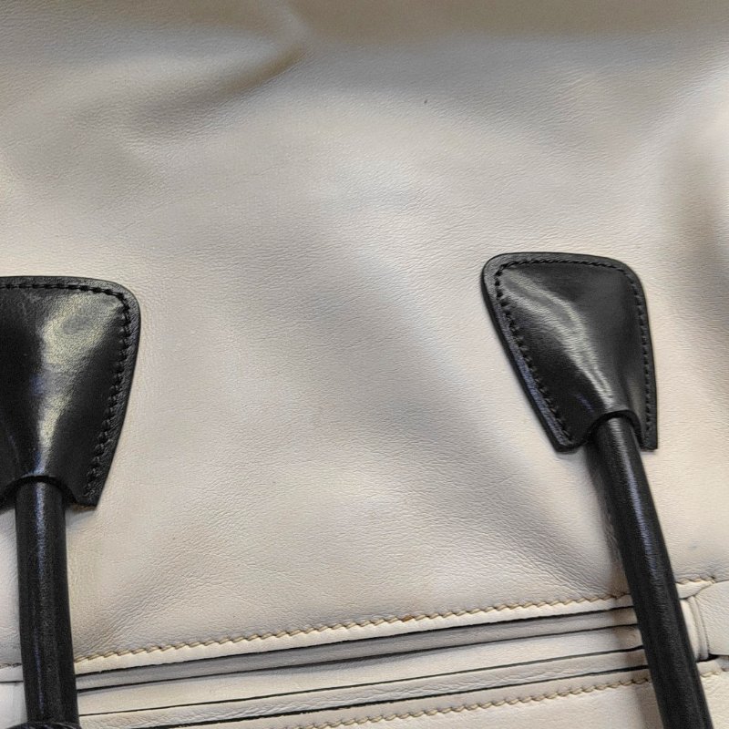 PRADA Canapa 白色牛皮單肩包手提包 銀色五金 可拆卸肩帶-9