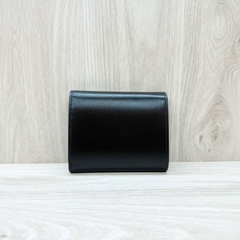 CELINE黑金牛皮凱旋門三折短夾10D783-1