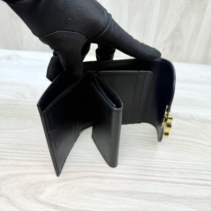 CELINE黑金牛皮凱旋門三折短夾10D783-15