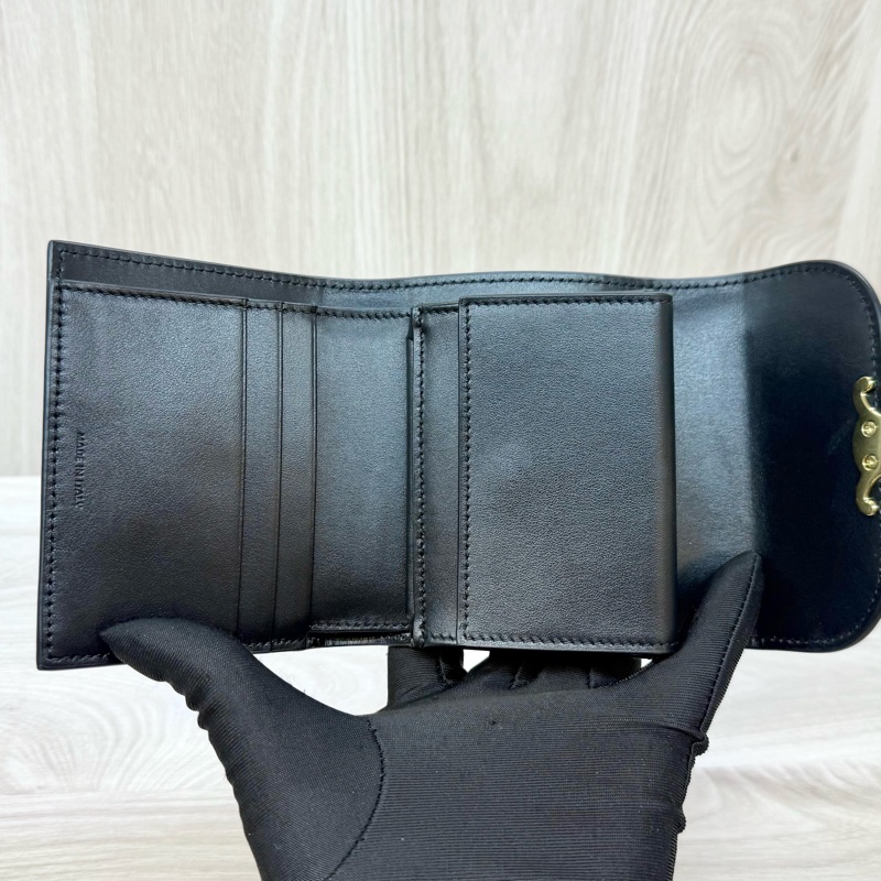 CELINE黑金牛皮凱旋門三折短夾10D783-19