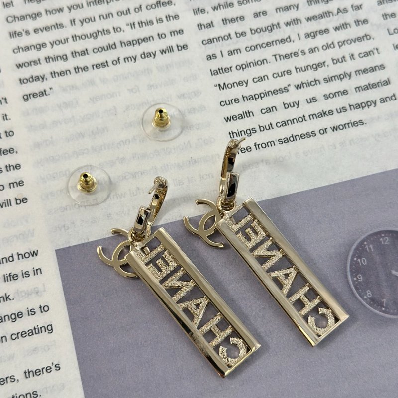 CHANEL 24C水鑽CHANEL雙C吊墜耳環-4