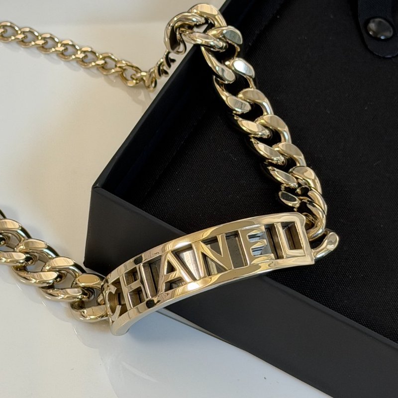 CHANEL 23B香檳金CHANEL古巴項鍊-1