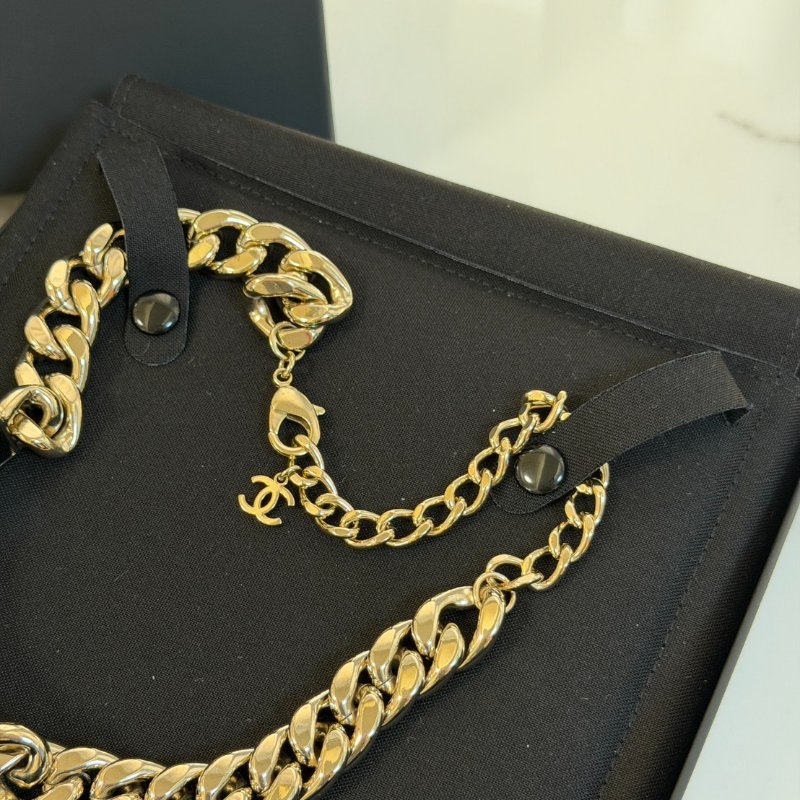 CHANEL 23B香檳金CHANEL古巴項鍊-3