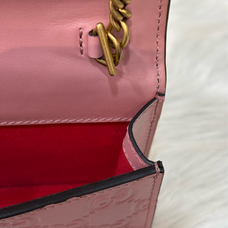 GUCCI 481291 GG Supreme WOC 立體水鑽櫻桃 粉紅色牛皮 肩背包斜背包小廢包手拿包 日本限定-26