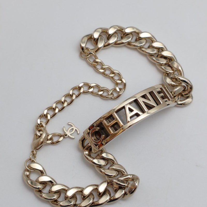 CHANEL 23B香檳金CHANEL古巴項鍊-0