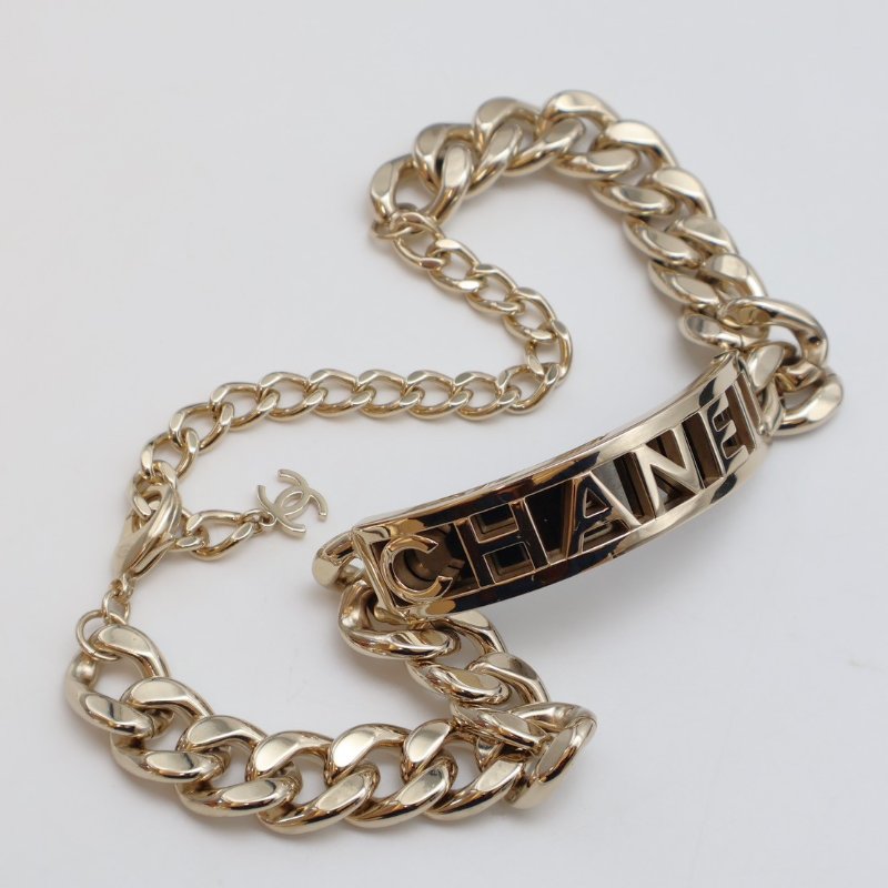 CHANEL 23B香檳金CHANEL古巴項鍊-1