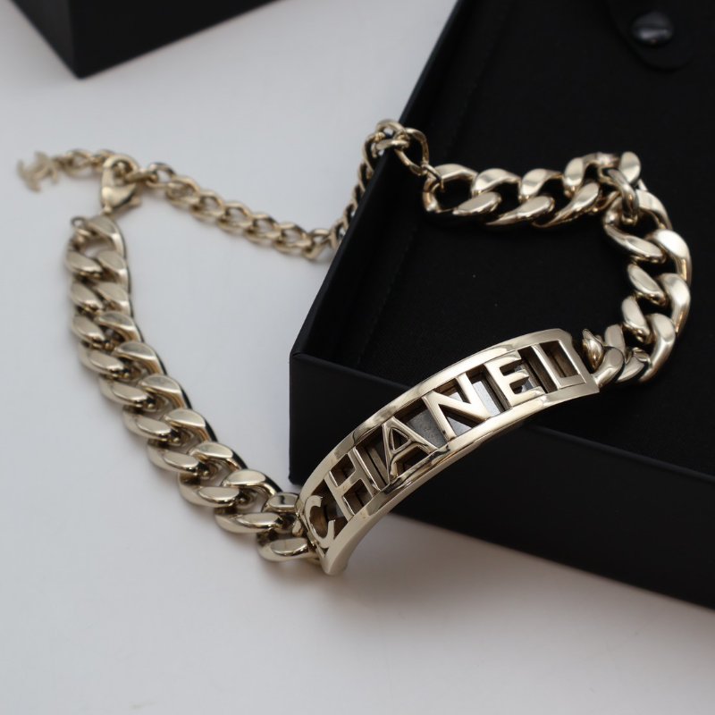 CHANEL 23B香檳金CHANEL古巴項鍊-2