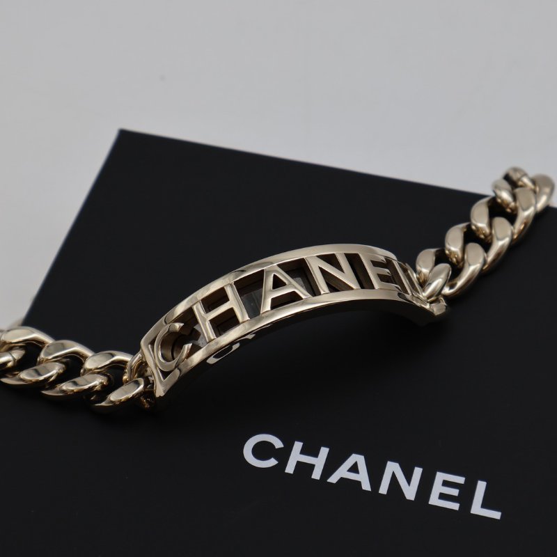 CHANEL 23B香檳金CHANEL古巴項鍊-4