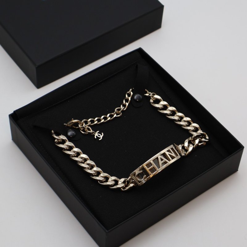 CHANEL 23B香檳金CHANEL古巴項鍊-6