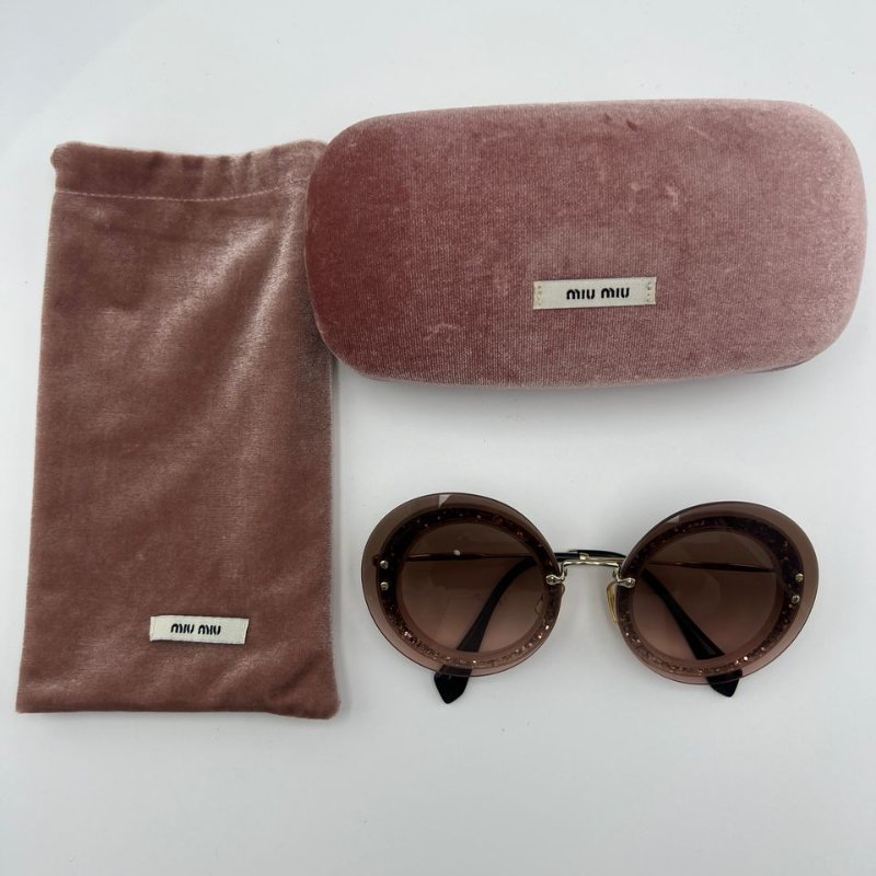 繆繆 復古圓框墨鏡-5