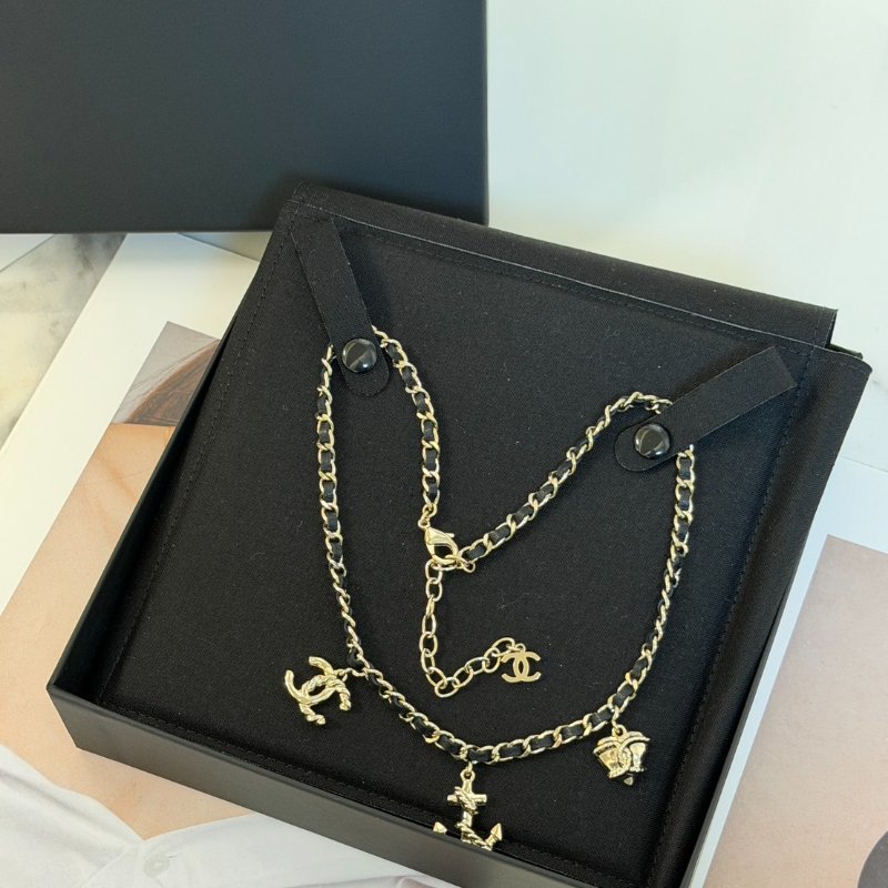 CHANEL 24B船錨吊墜皮穿鍊項鍊-2