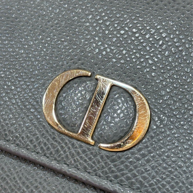 Dior S2057 LOTUS 30 MONTAIGNE CD 大象灰牛皮 金釦 短夾信用卡夾零錢包錢包-4