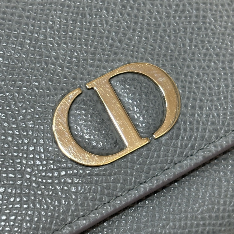 Dior S2057 LOTUS 30 MONTAIGNE CD 大象灰牛皮 金釦 短夾信用卡夾零錢包錢包-5