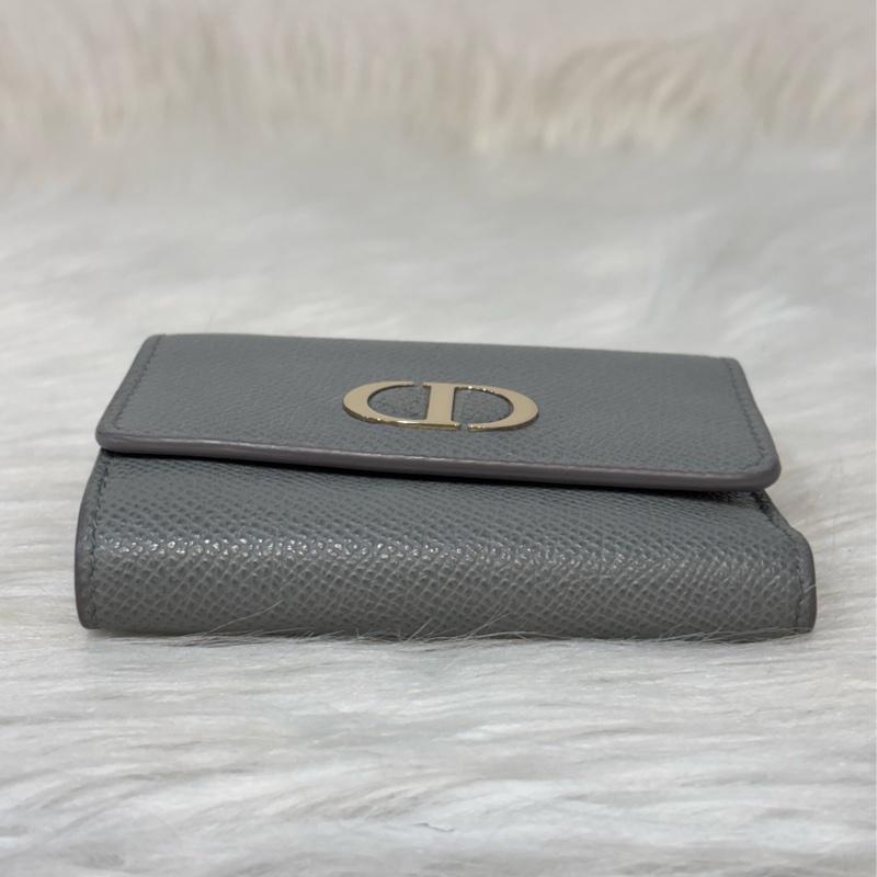 Dior S2057 LOTUS 30 MONTAIGNE CD 大象灰牛皮 金釦 短夾信用卡夾零錢包錢包-6