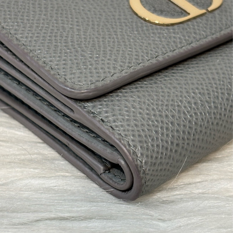 Dior S2057 LOTUS 30 MONTAIGNE CD 大象灰牛皮 金釦 短夾信用卡夾零錢包錢包-7