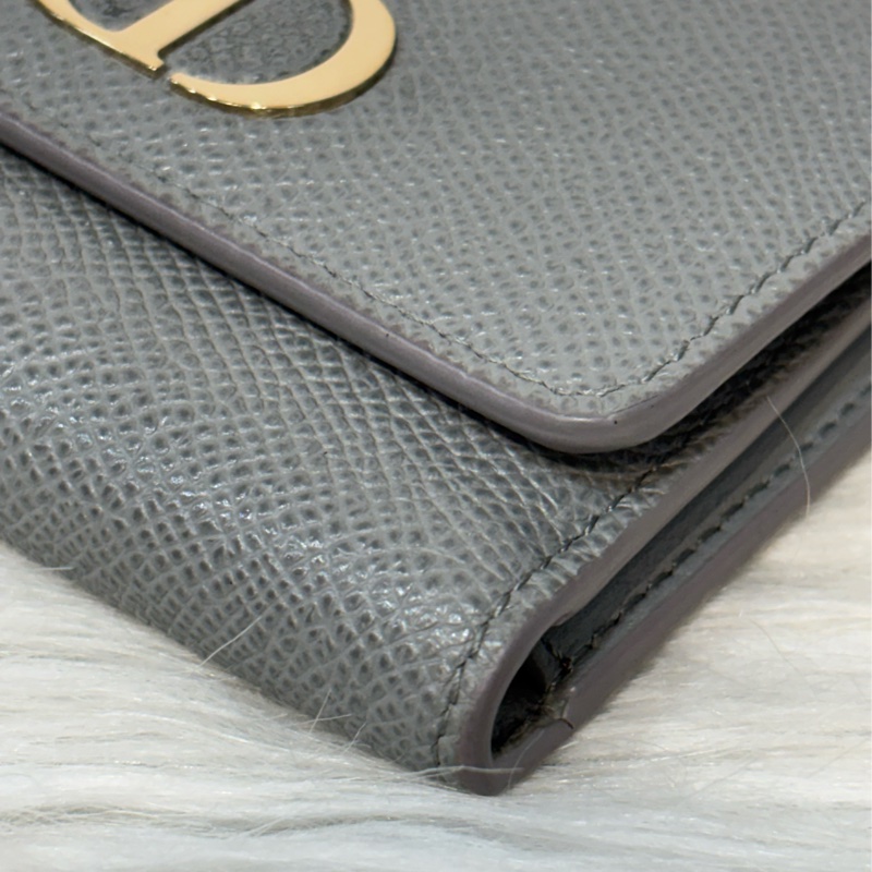 Dior S2057 LOTUS 30 MONTAIGNE CD 大象灰牛皮 金釦 短夾信用卡夾零錢包錢包-8