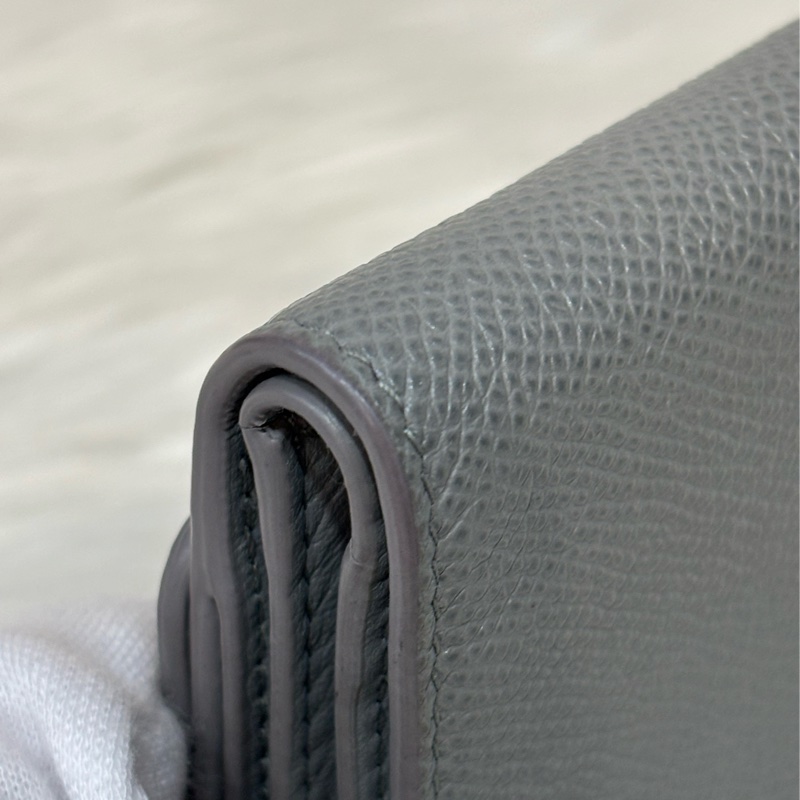 Dior S2057 LOTUS 30 MONTAIGNE CD 大象灰牛皮 金釦 短夾信用卡夾零錢包錢包-9