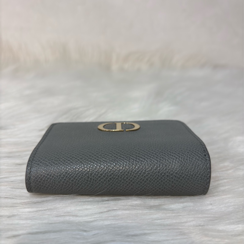 Dior S2057 LOTUS 30 MONTAIGNE CD 大象灰牛皮 金釦 短夾信用卡夾零錢包錢包-11