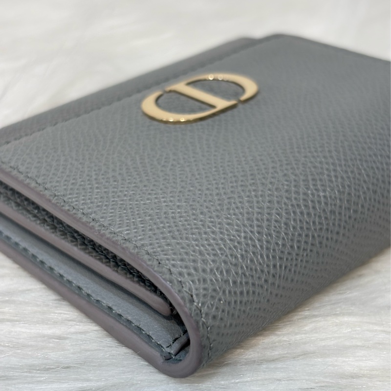 Dior S2057 LOTUS 30 MONTAIGNE CD 大象灰牛皮 金釦 短夾信用卡夾零錢包錢包-12