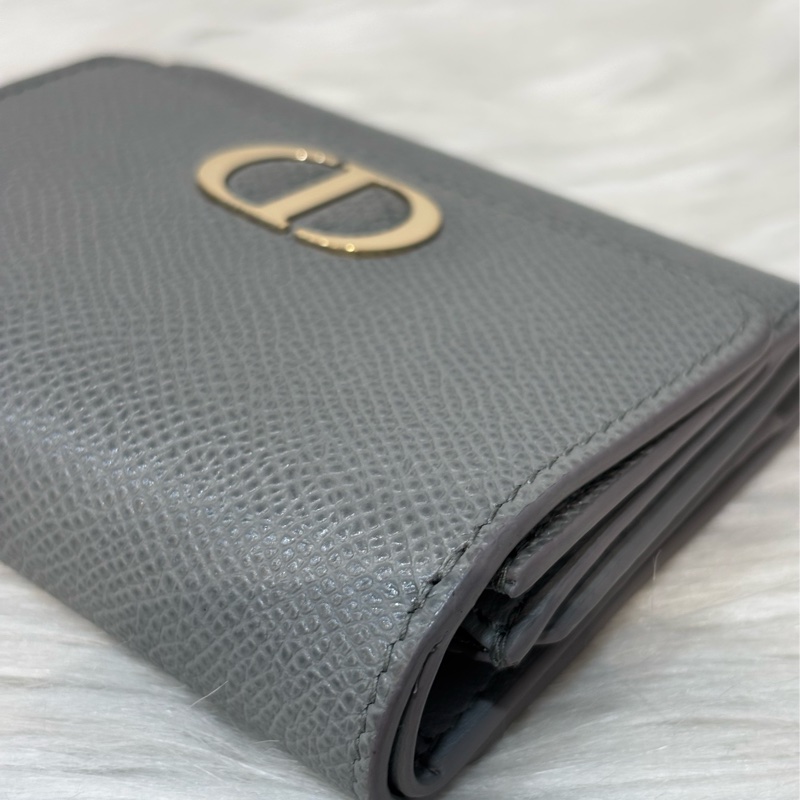 Dior S2057 LOTUS 30 MONTAIGNE CD 大象灰牛皮 金釦 短夾信用卡夾零錢包錢包-13