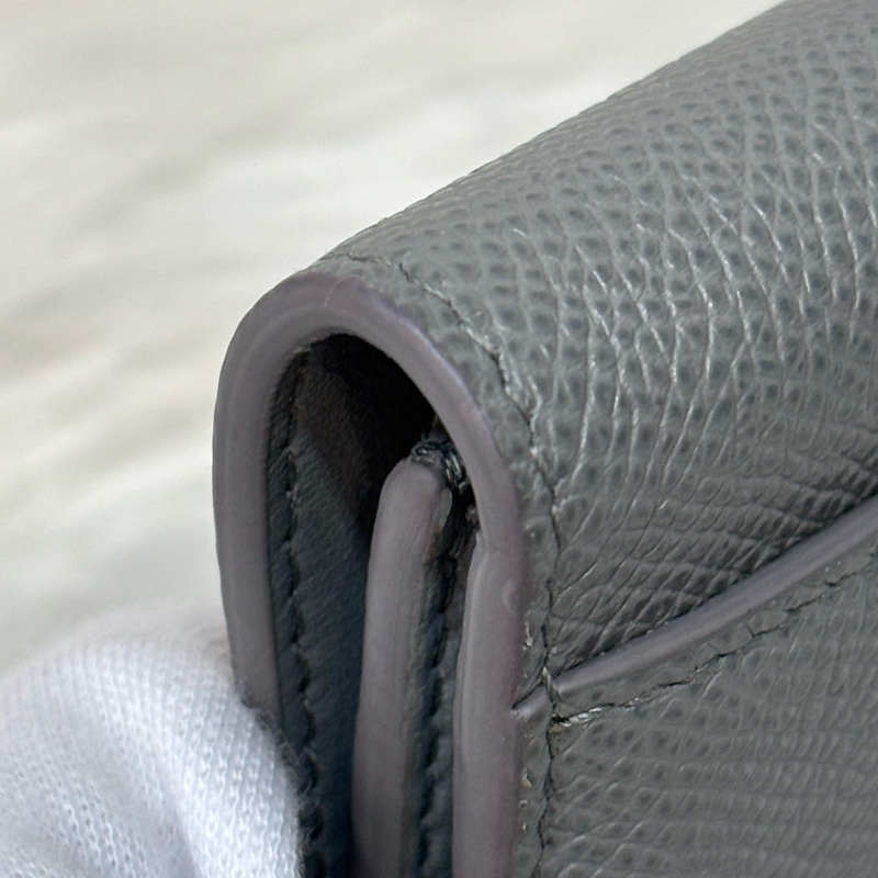 Dior S2057 LOTUS 30 MONTAIGNE CD 大象灰牛皮 金釦 短夾信用卡夾零錢包錢包-14