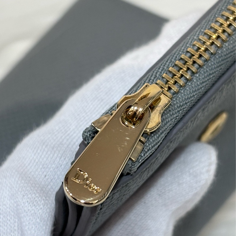 Dior S2057 LOTUS 30 MONTAIGNE CD 大象灰牛皮 金釦 短夾信用卡夾零錢包錢包-24