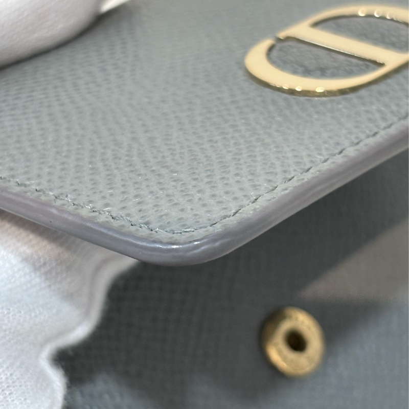 Dior S2057 LOTUS 30 MONTAIGNE CD 大象灰牛皮 金釦 短夾信用卡夾零錢包錢包-30