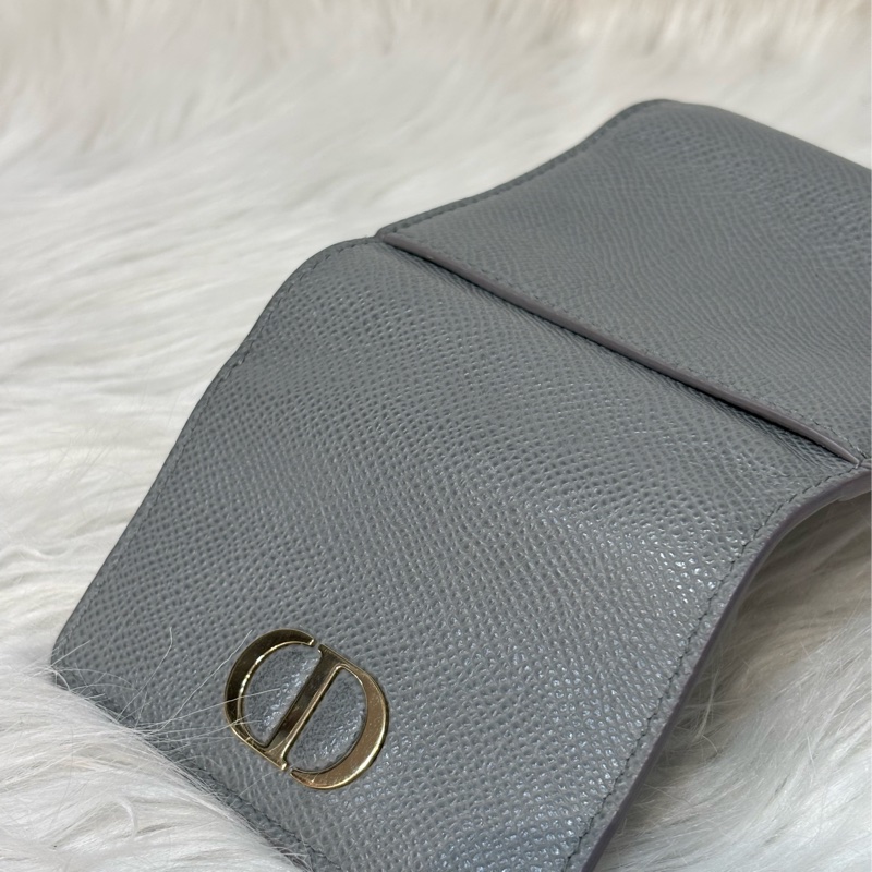 Dior S2057 LOTUS 30 MONTAIGNE CD 大象灰牛皮 金釦 短夾信用卡夾零錢包錢包-41