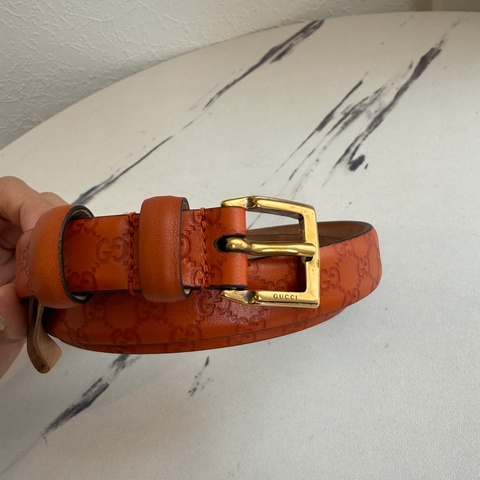 Gucci橘色皮帶85‘’