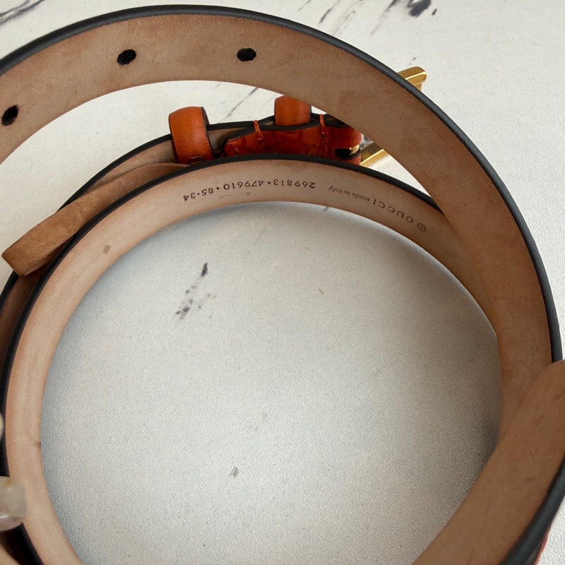 Gucci橘色皮帶85‘’-4